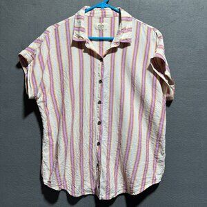 Marine Layer Stripe Linen Blend Shirt Dana Button up Size Large